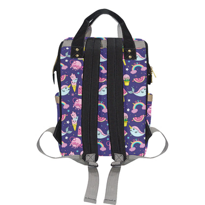 Narwhal Cute Pattern Print Design 02 Diaper Bag Backpack