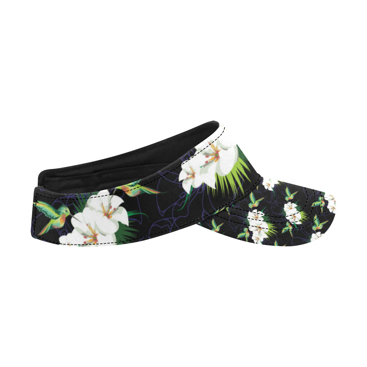 Hummingbird with Flower Pattern Print Design 03 Unisex Sun Visor