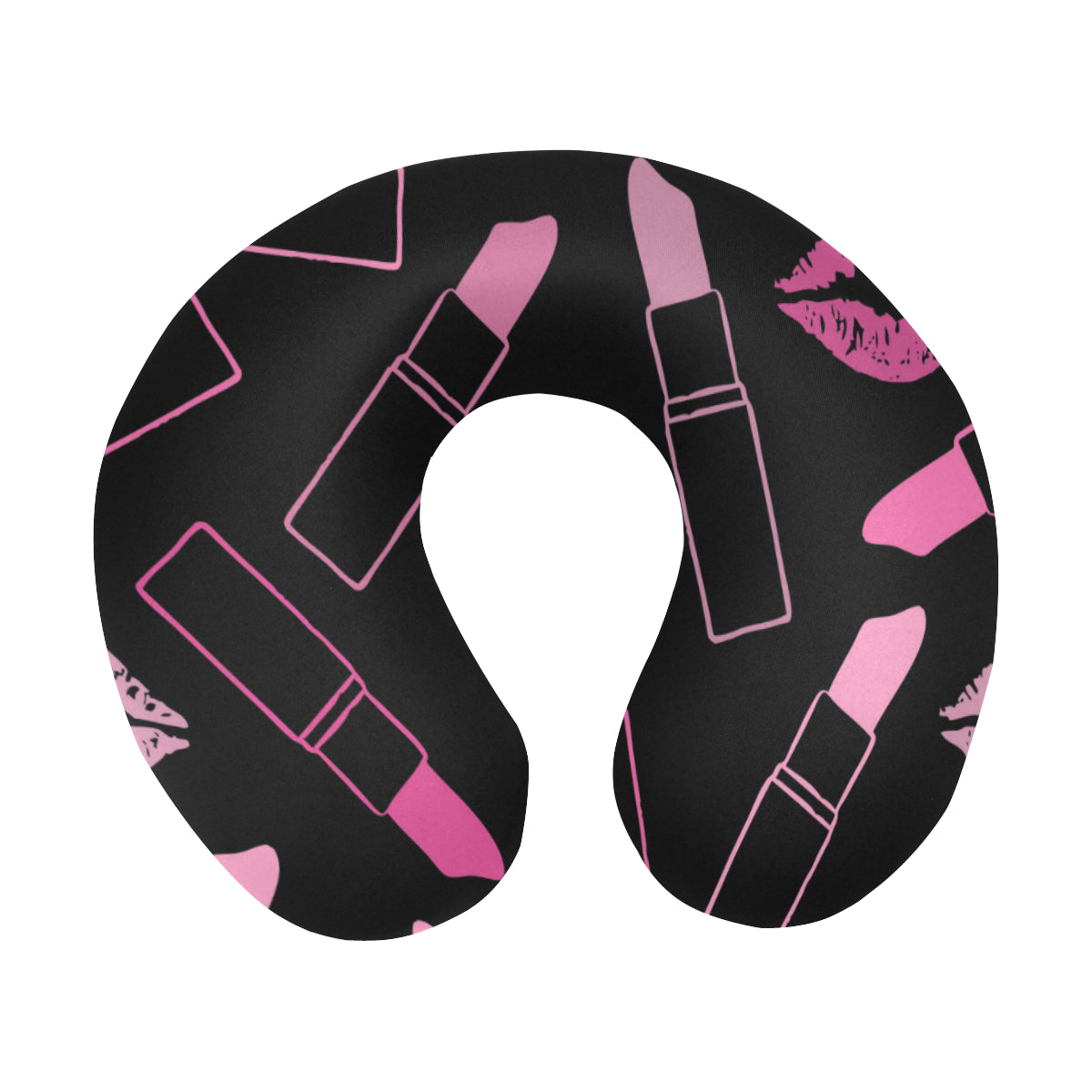 Lipstick Pink Pattern Print Design 01 U-Shaped Travel Neck Pillow