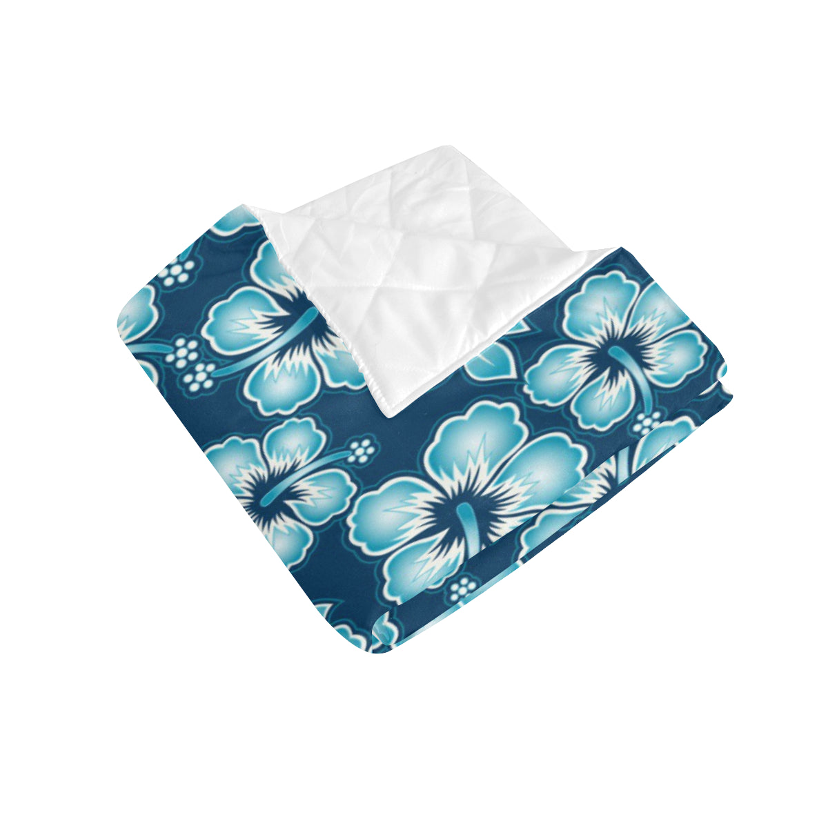 Blue Hibiscus Pattern Print Design HB011 Premium Quilt