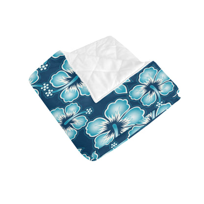 Blue Hibiscus Pattern Print Design HB011 Premium Quilt