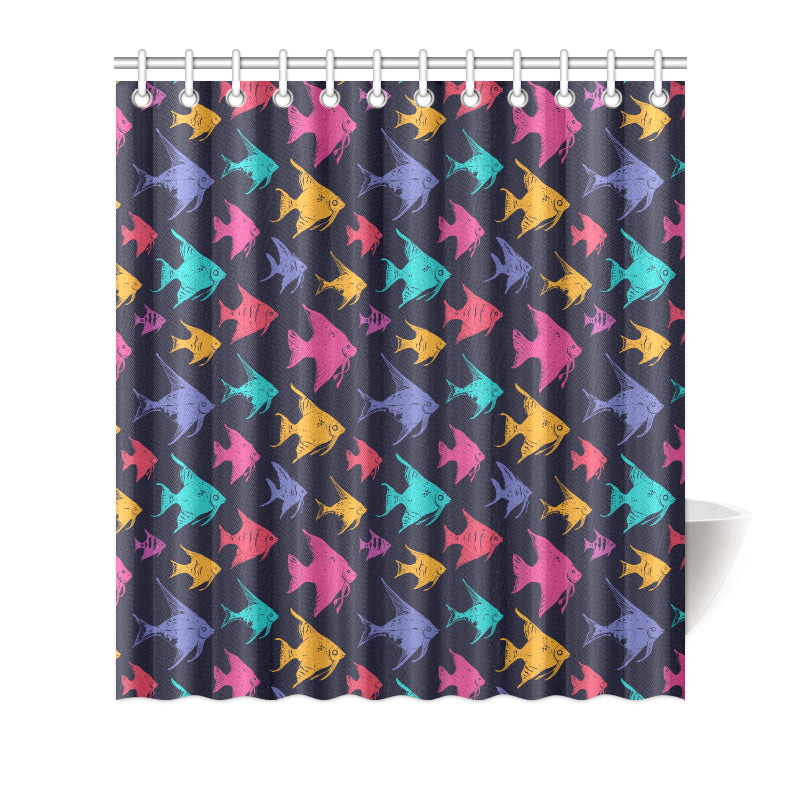 Angelfish Colorful Pattern Print Design 03 Shower Curtain