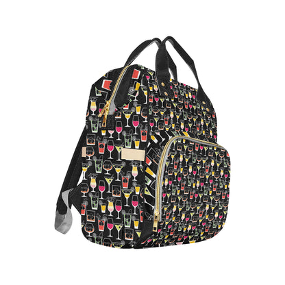 Cocktail Pattern Print Design 01 Diaper Bag Backpack