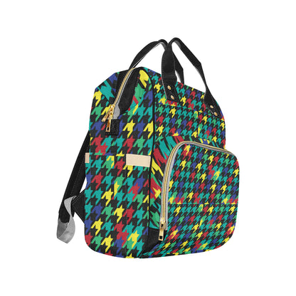 Houndstooth Colorful Pattern Print Design 02 Diaper Bag Backpack