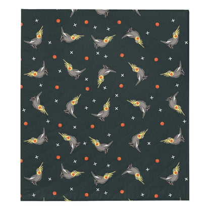 Cockatiel Pattern Print Design 02 Premium Quilt