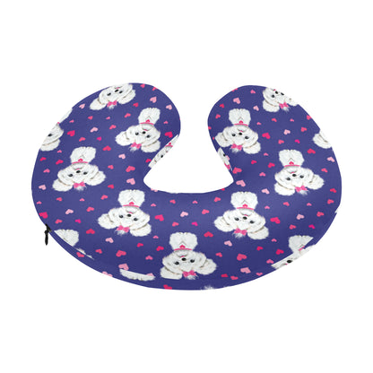 Maltese Pattern Print Design 02 U-Shaped Travel Neck Pillow
