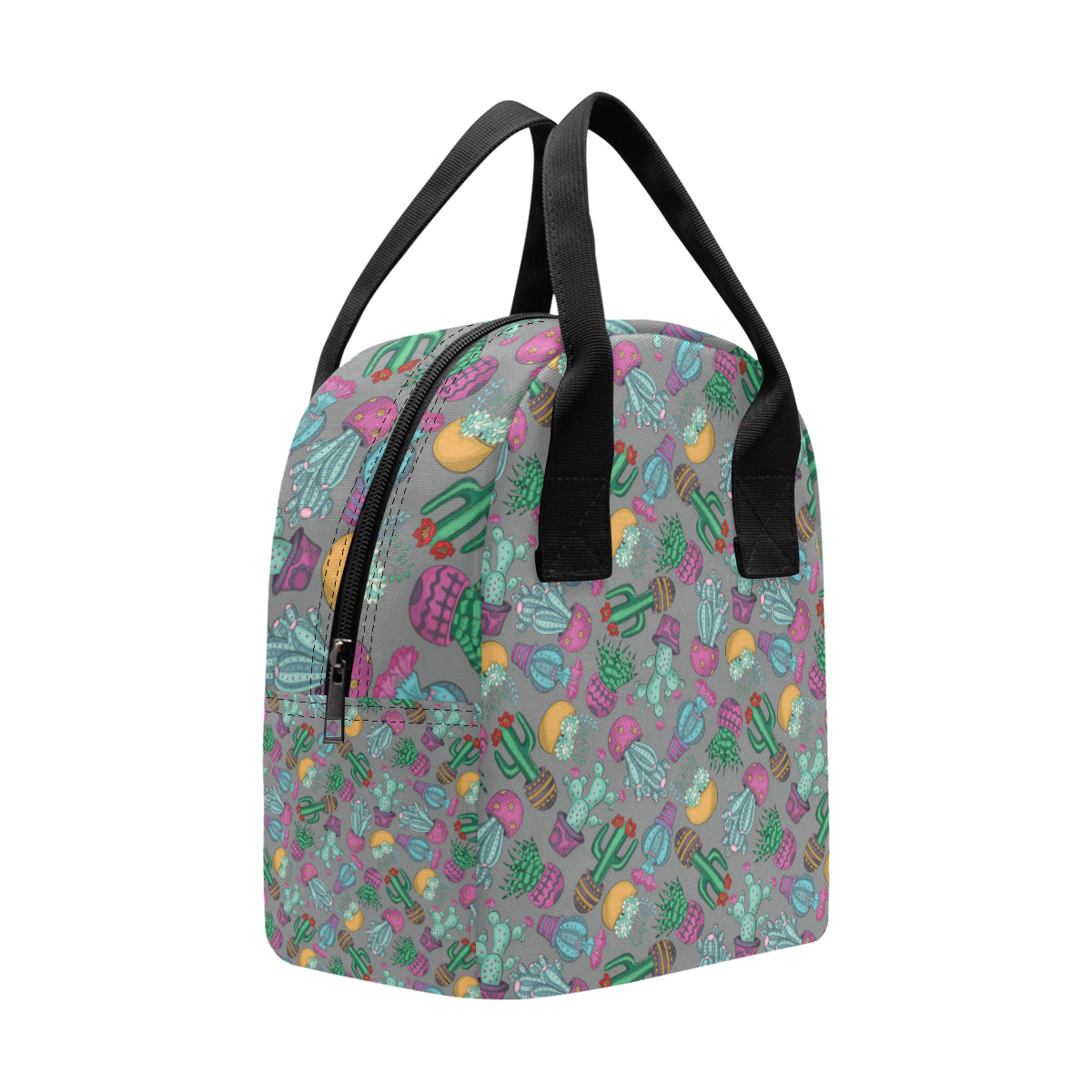 Cactus Colorful Print Pattern Insulated Lunch Bag