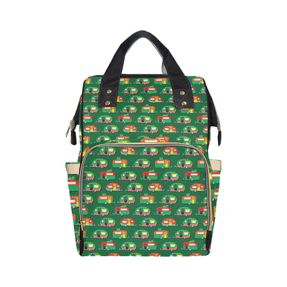 Camper Camping Christmas Themed Print Diaper Bag Backpack