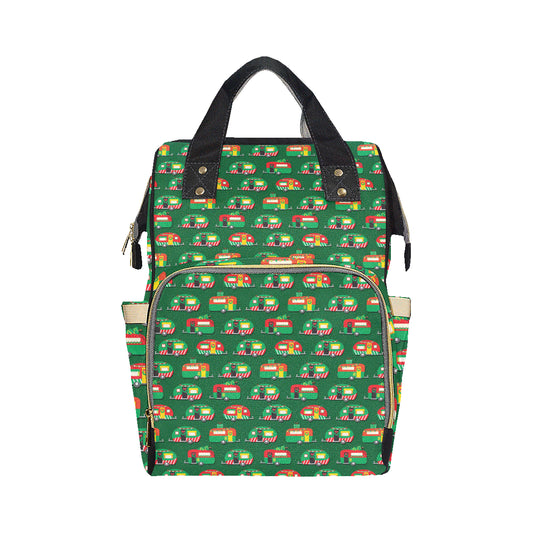 Camper Camping Christmas Themed Print Diaper Bag Backpack