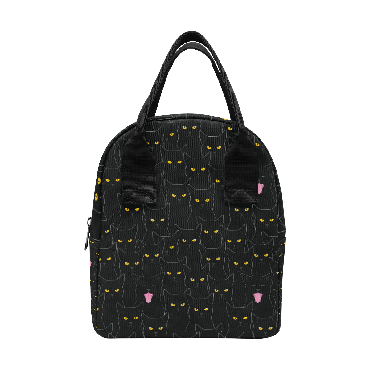 Black Cat Yellow Eyes Print Pattern Insulated Lunch Bag