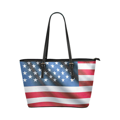 American flag Classic Leather Tote Bag