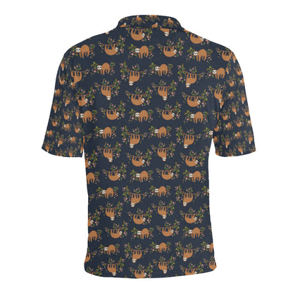 Sloth flower Design Themed Print Men Polo Shirt