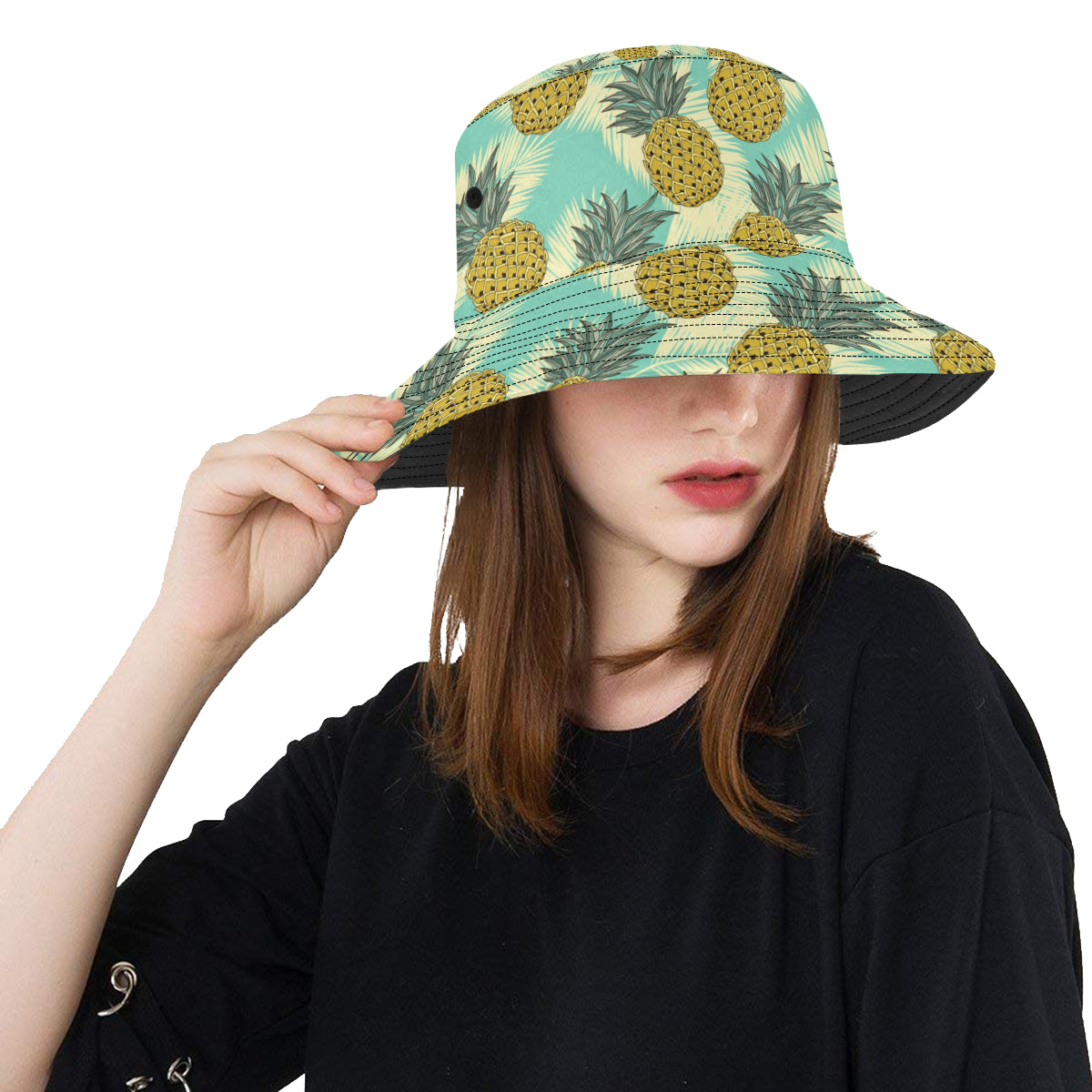 Pineapple Pattern Print Design PP03 Unisex Bucket Hat