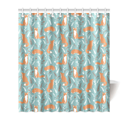 Fox Forest Print Pattern Shower Curtain