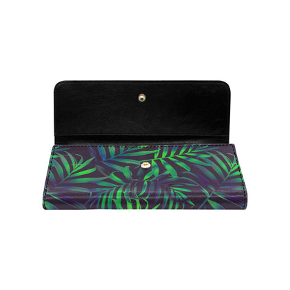 Palm Leaves Pattern Print Design PL01 Women's Trifold Wallet