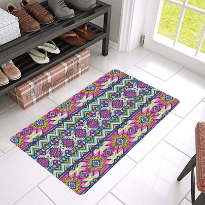 Aztec Pink Geometric Print Pattern Rubber Doormat