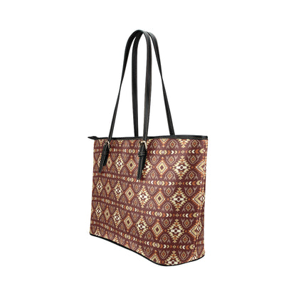 Navajo Native Color Print Pattern Leather Tote Bag