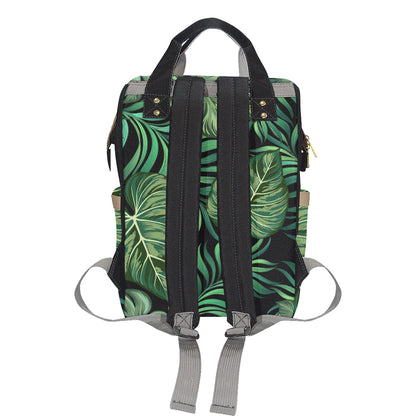 Green Fresh Tropical Palm Leaves Diaper Bag Backpack