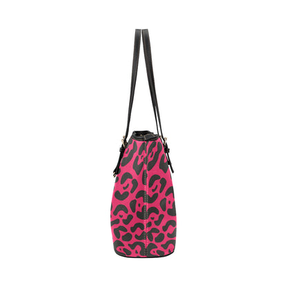 Cheetah Pink Print Pattern Leather Tote Bag