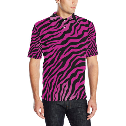 Pink Zebra Men Polo Shirt