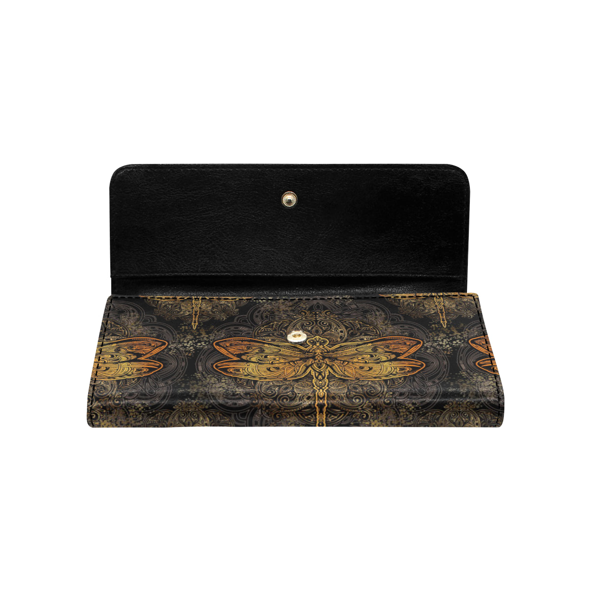 Gold Dragonfly Mandala Women's Trifold Wallet