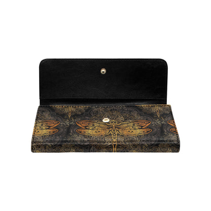 Gold Dragonfly Mandala Women's Trifold Wallet