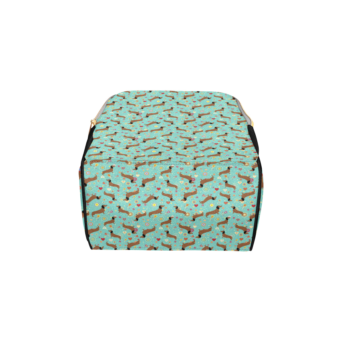Dachshund with Floral Print Pattern Diaper Bag Backpack