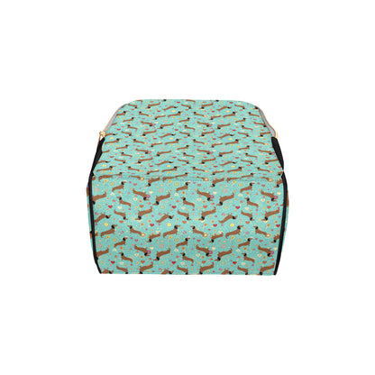 Dachshund with Floral Print Pattern Diaper Bag Backpack