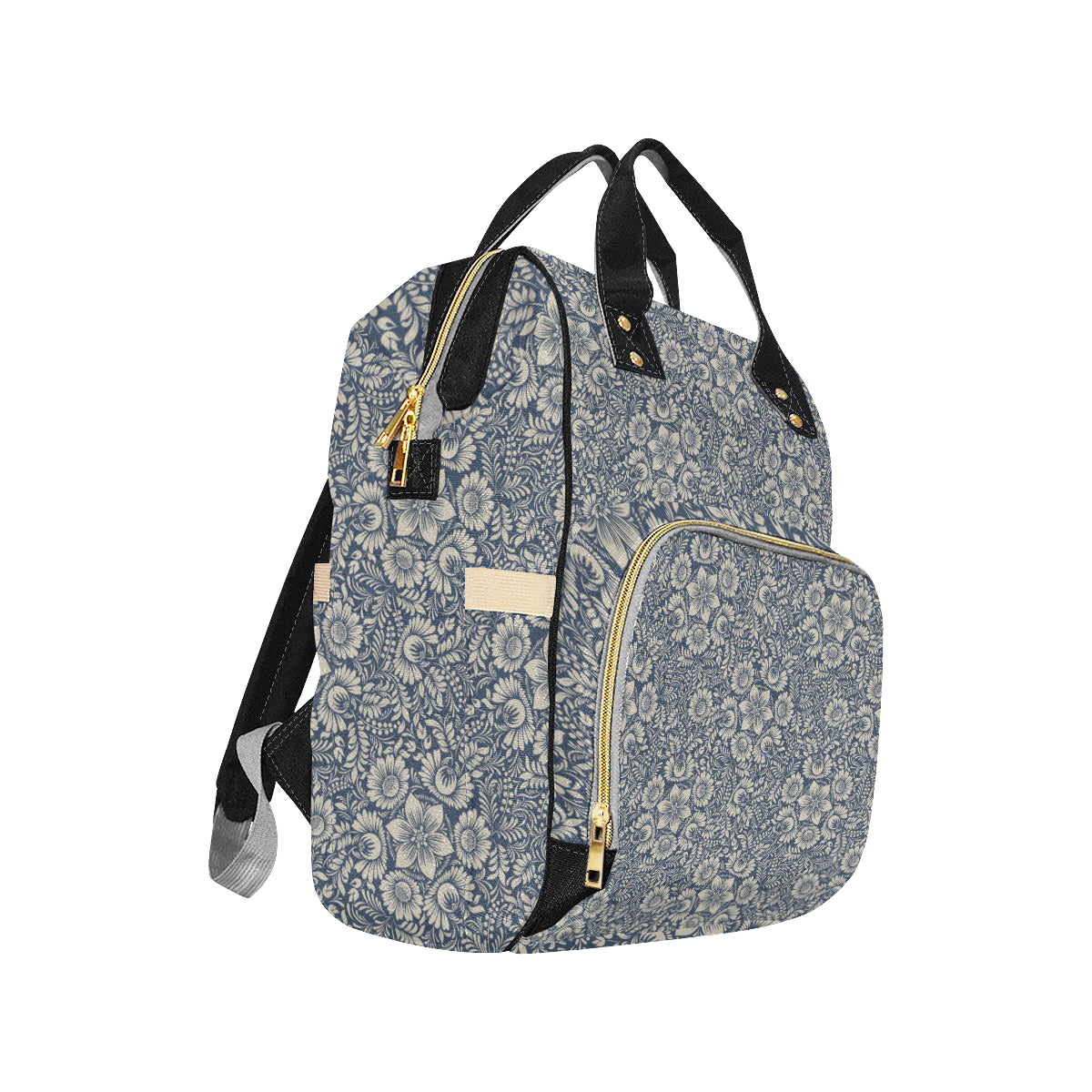 Elegant Floral Print Pattern Diaper Bag Backpack
