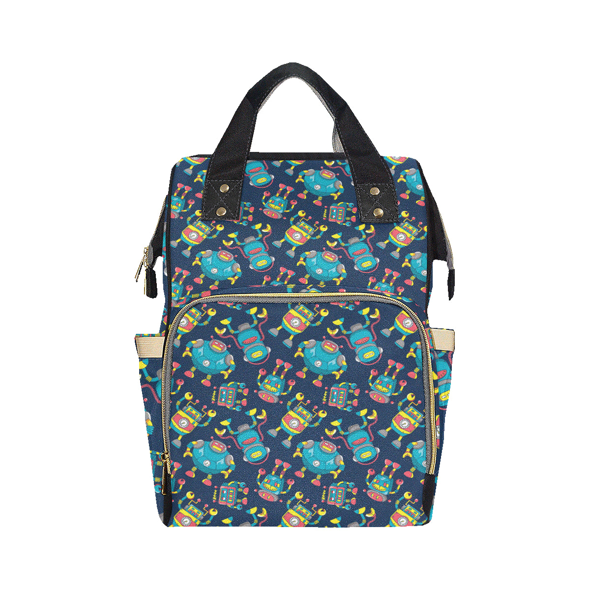 Robot Pattern Print Design A05 Diaper Bag Backpack