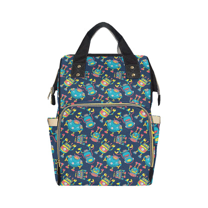 Robot Pattern Print Design A05 Diaper Bag Backpack