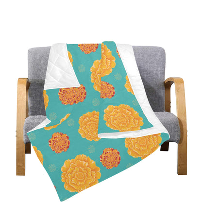 Marigold Pattern Print Design 02 Premium Quilt