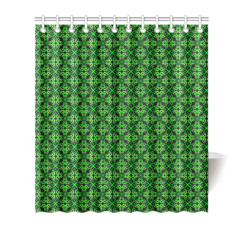 Celtic Green Neon Design Shower Curtain