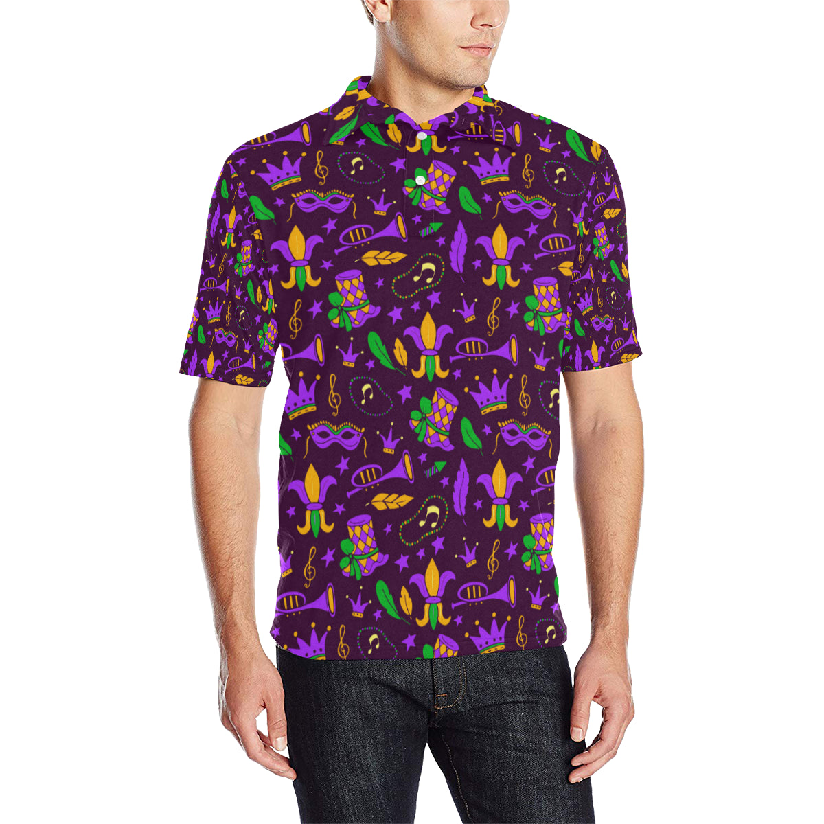 Mardi Gras Pattern Print Design 08 Men Polo Shirt