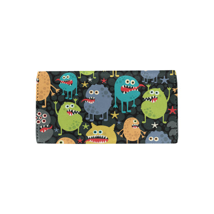 Monster Pattern Print Design 01 Women's Trifold Wallet