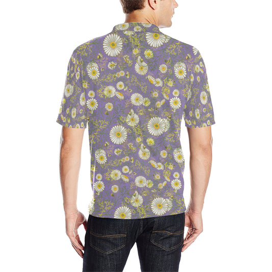 Daisy Pattern Print Design DS011 Men Polo Shirt