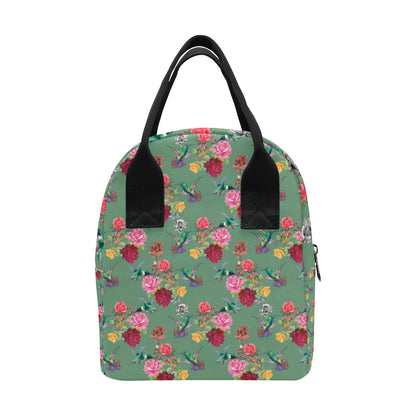 Hummingbird with Rose Themed Print Insulated Lunch Bag