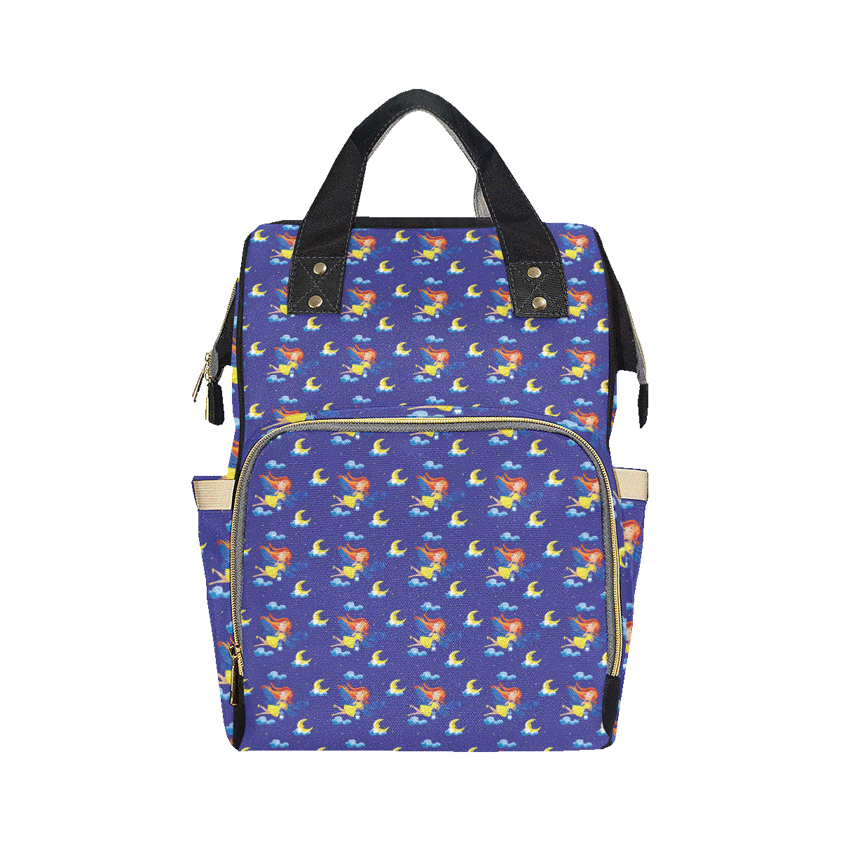 Fairy with Moon Print Pattern Diaper Bag Backpack