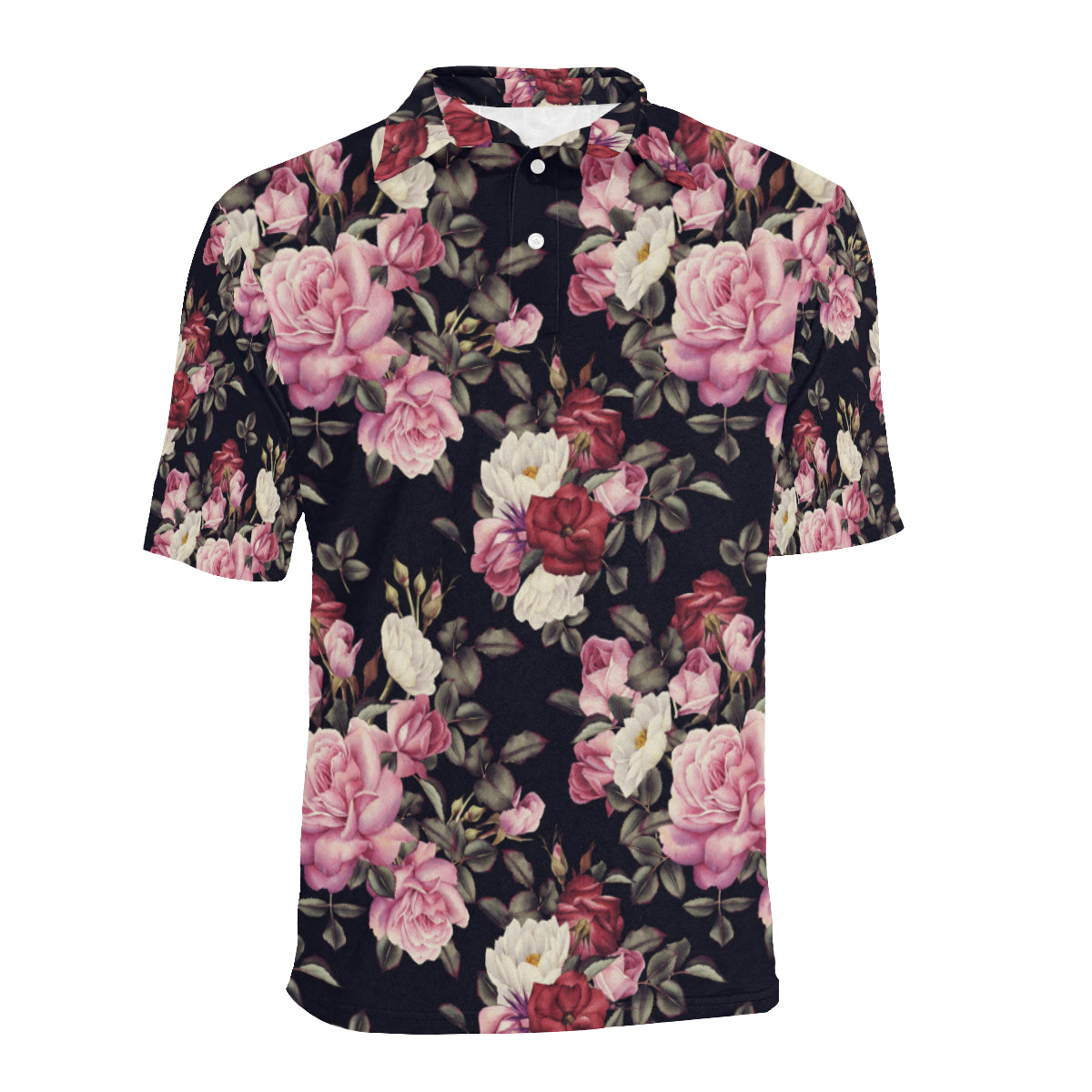 Rose Pattern Men Polo Shirt