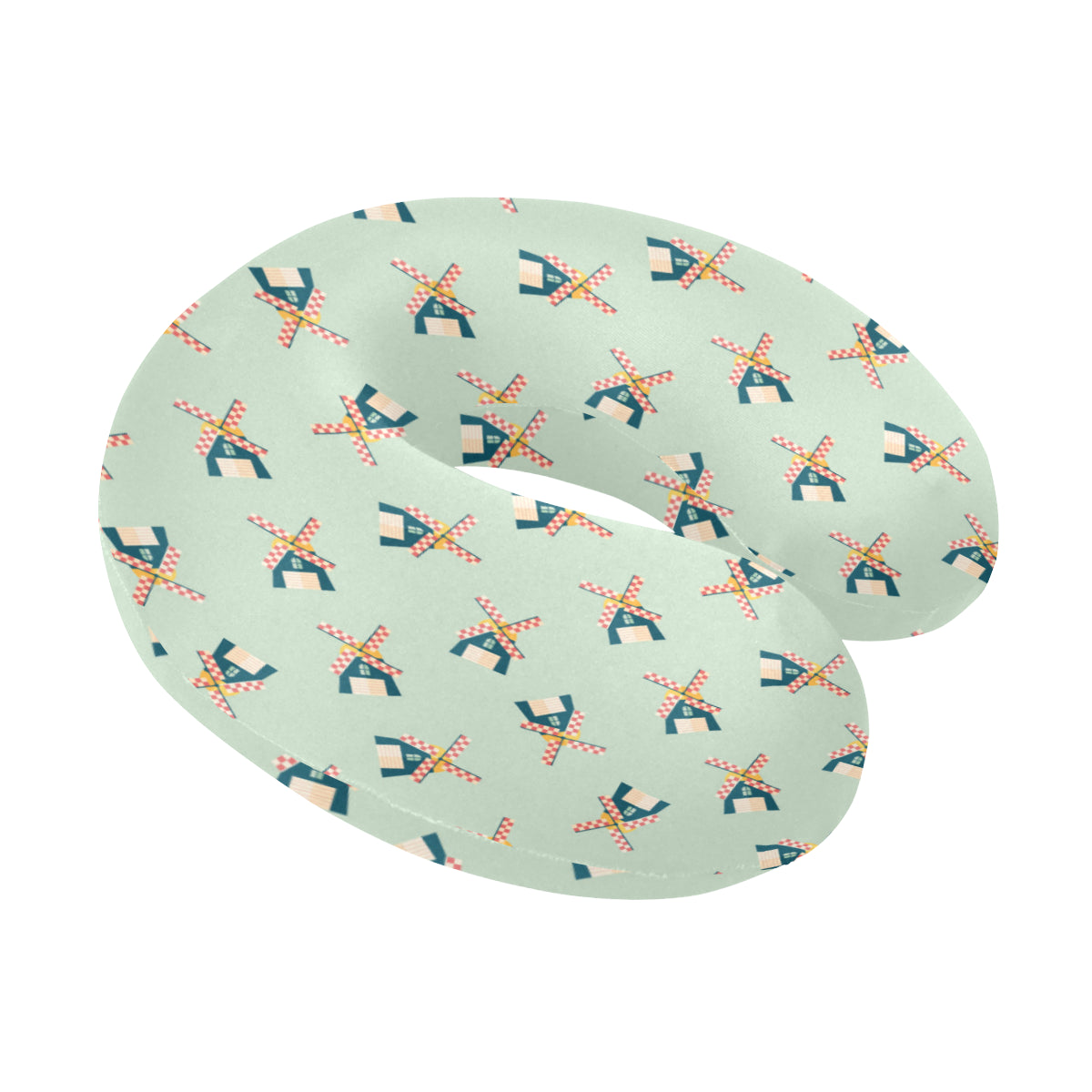 Windmill Pattern Print Design 02 U-Shaped Travel Neck Pillow