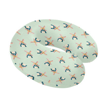 Windmill Pattern Print Design 02 U-Shaped Travel Neck Pillow