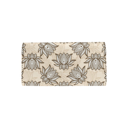 lotus Boho Pattern Print Design LO05 Women's Trifold Wallet
