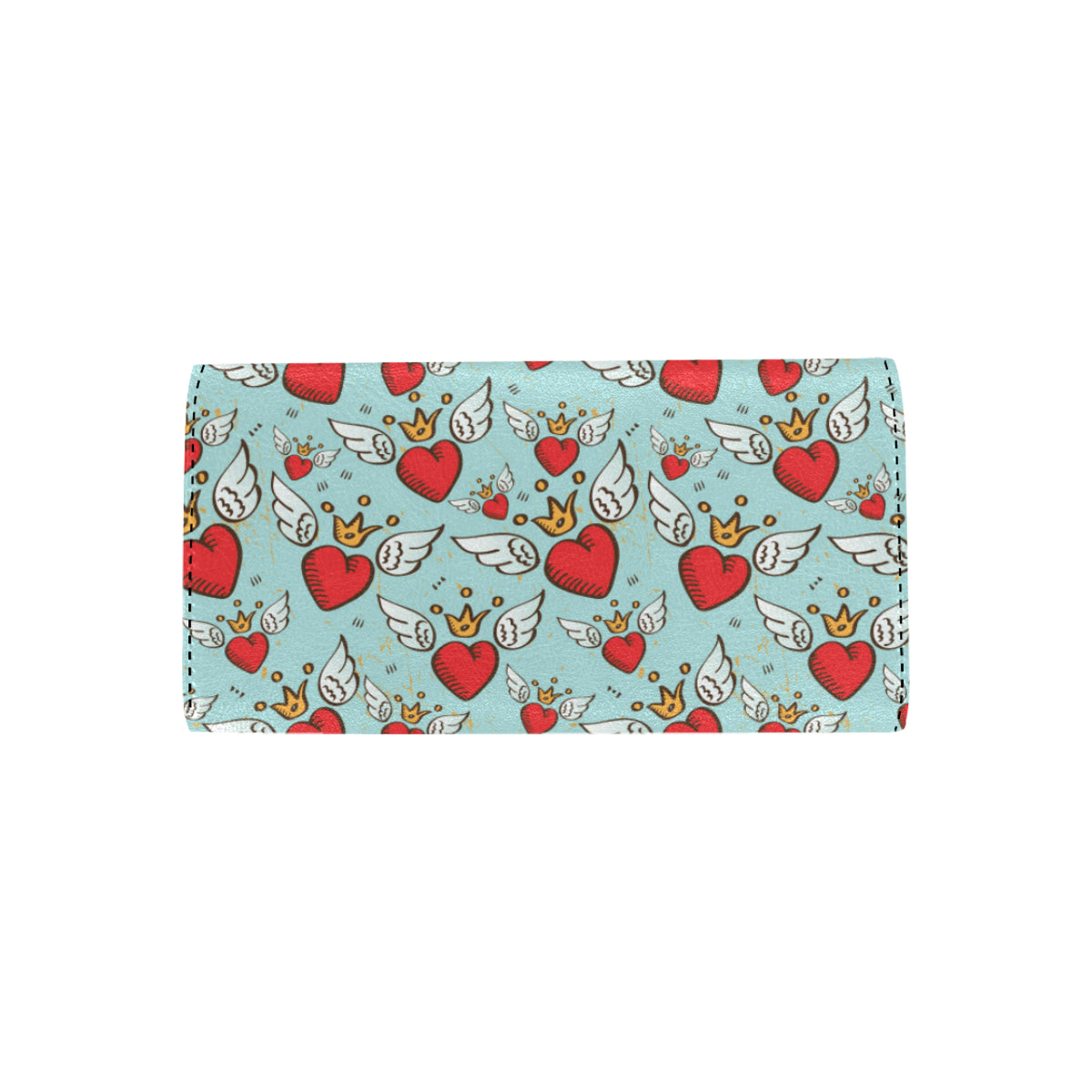 Angel Wings Heart Pattern Print Design 02 Women's Trifold Wallet