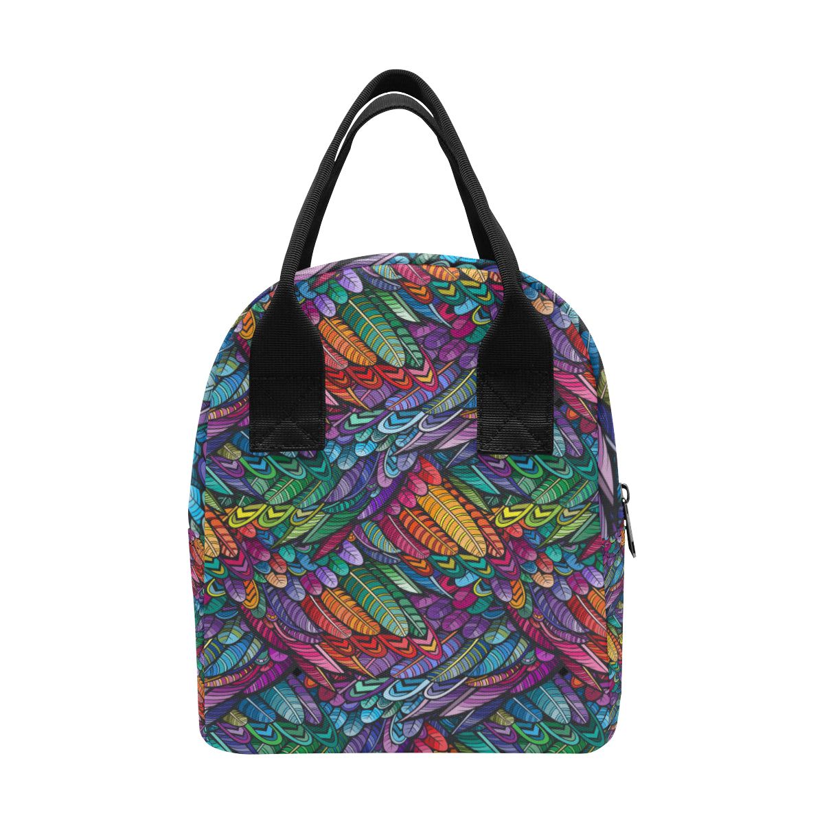 Feather Multicolor Design Print Insulated Lunch Bag