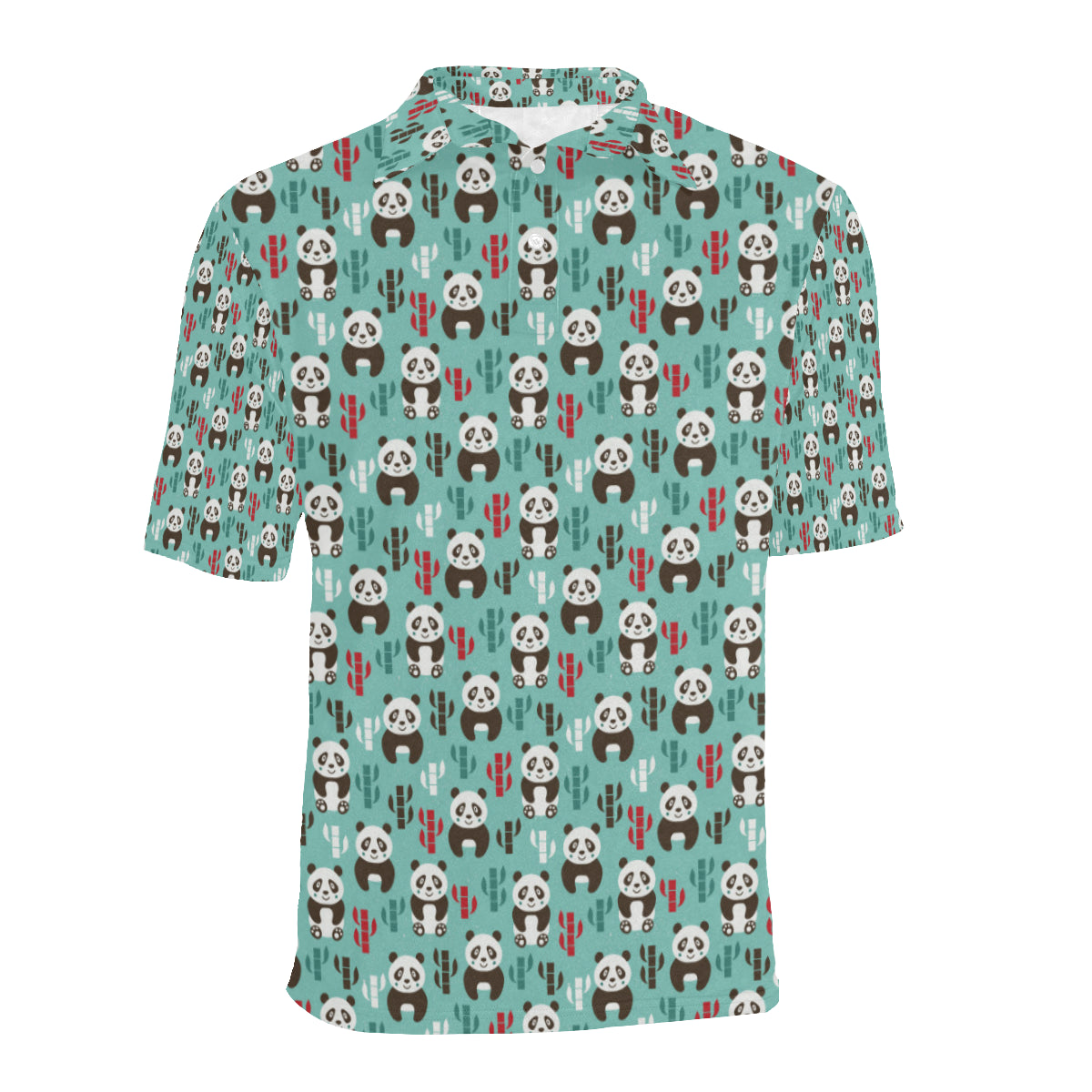 Panda Bear Cute Themed Print Men Polo Shirt