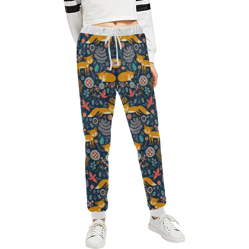 Fox Cute Jungle Print Pattern Unisex Sweatpants