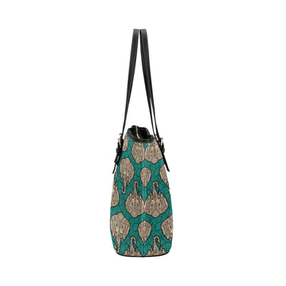 Boho Head Elephant Leather Tote Bag
