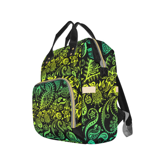 Paisley Green Design Print Diaper Bag Backpack
