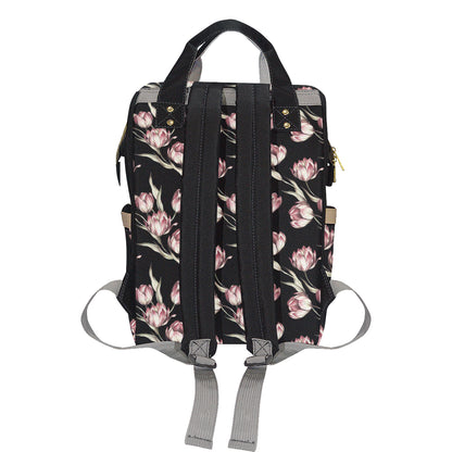 Tulip Pink Pattern Print Design TP02 Diaper Bag Backpack