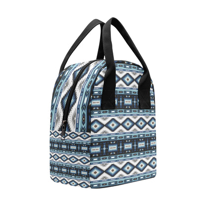 Navajo Dark Blue Print Pattern Insulated Lunch Bag